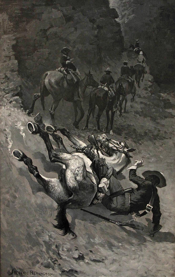 A Tumble from the Trail Painting by Frederic Remington