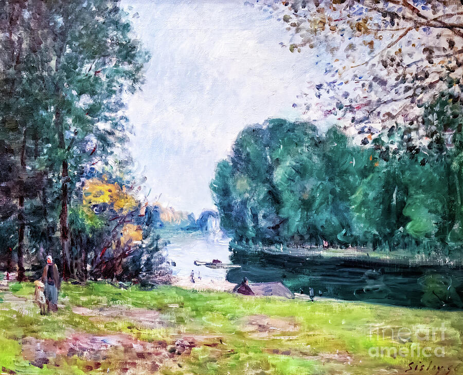 A Turn of the River Loing in Summer by Alfred Sisley 1896 Painting by Alfred Sisley