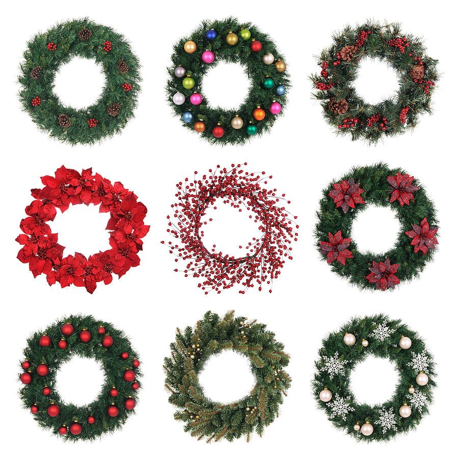A variety of decorated holiday wreaths Photograph by DawnPoland