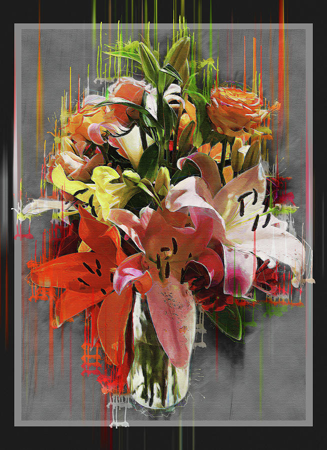 A Vase of Flowers Mixed Media by Pheasant Run Gallery