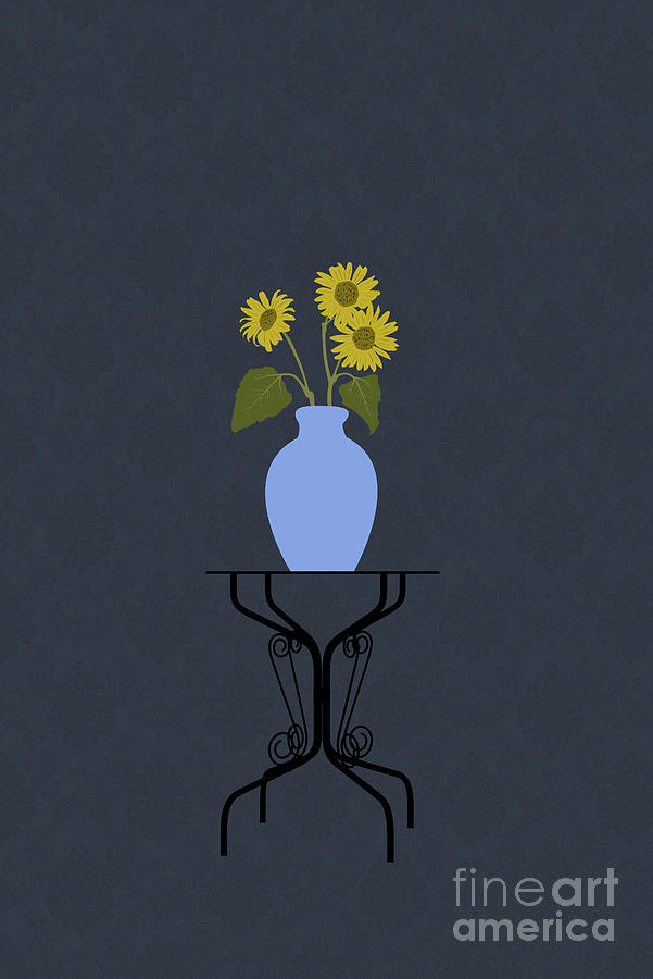 A vase of sunflowers Digital Art by Clayton Bastiani