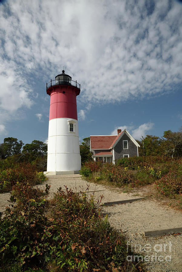  A Vertical View Of The  Nauset Lighthouse on Cape Cod Photograph by Tom Wurl
