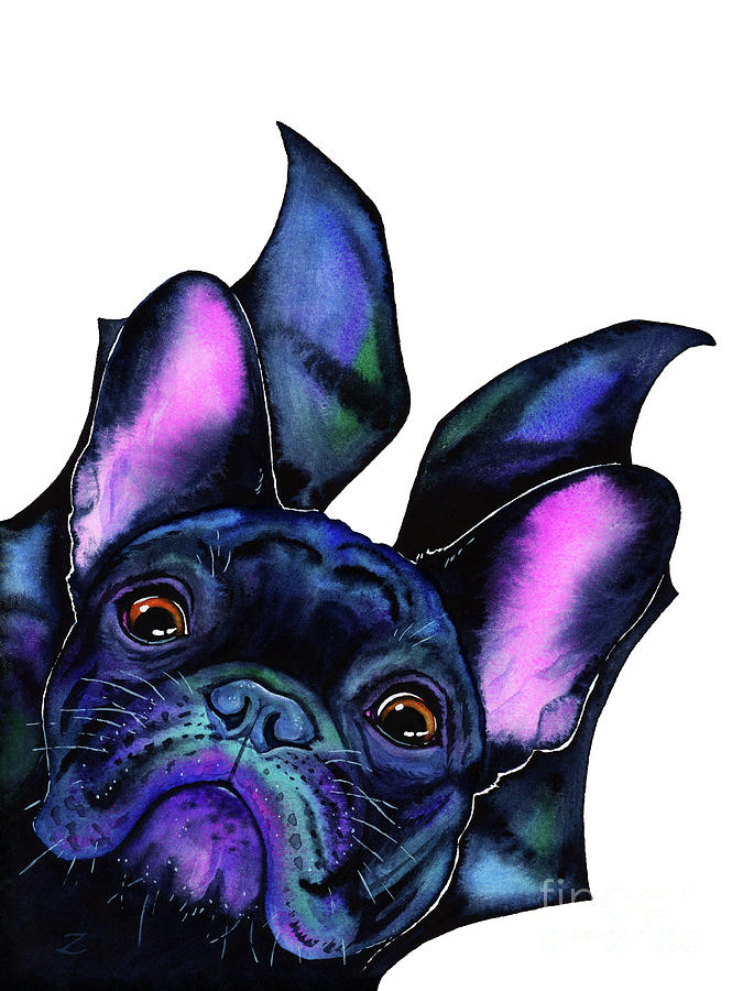 Halloween Painting - A Very Bat Dog by Zaira Dzhaubaeva