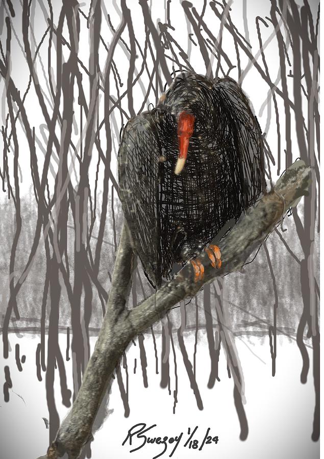 A Very Cold Vulture Digital Art by R  Allen Swezey