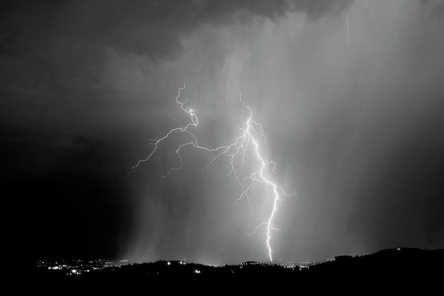 Black And White Photograph - A Very Localized Thunderstorm In Black And White by Douglas Taylor