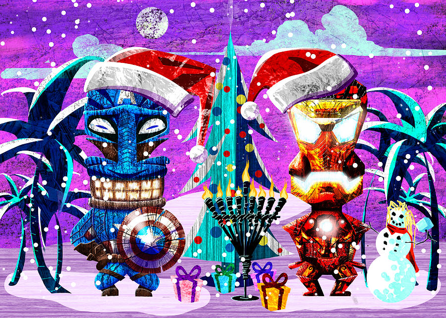 Avengers Digital Art - A Very Tiki Avengers Christmas by Nelson Ruger