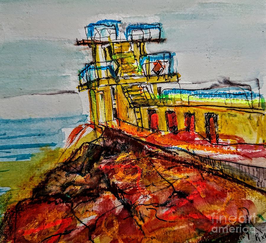 A vibrant painting of Galway Ireland Blackrock diving tower salthill Galway  Painting by Mary Cahalan Lee - aka PIXI
