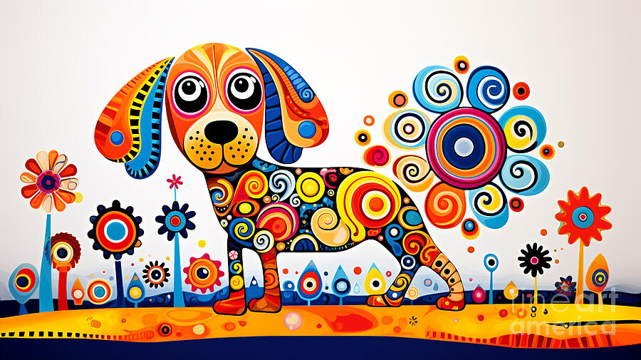A vibrantly colored dog Digital Art by Odon Czintos