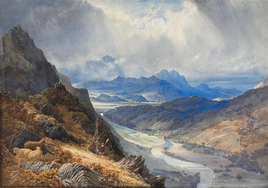 A View from Mo el  Looking Over the Vale of  Maw d da c h and Toward Ca der Idris c. 1850 Willia Painting by MotionAge Designs