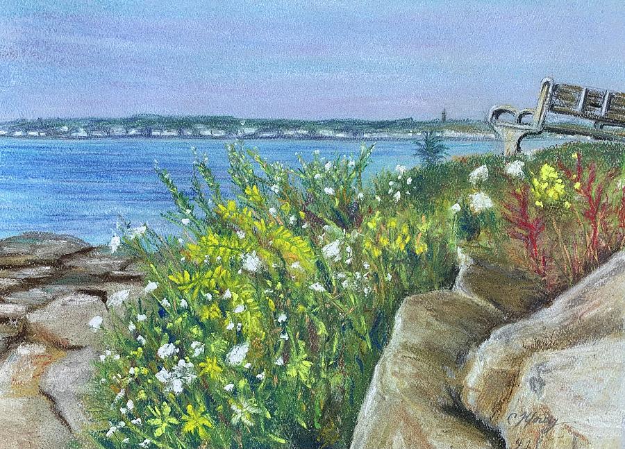 A View From Nubble Light, York, Maine Painting by Christine Kfoury