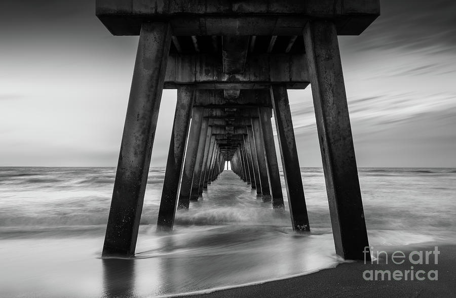 A View Into Eternity, Venice Fishing Pier, Florida, BW Photograph by Liesl Walsh