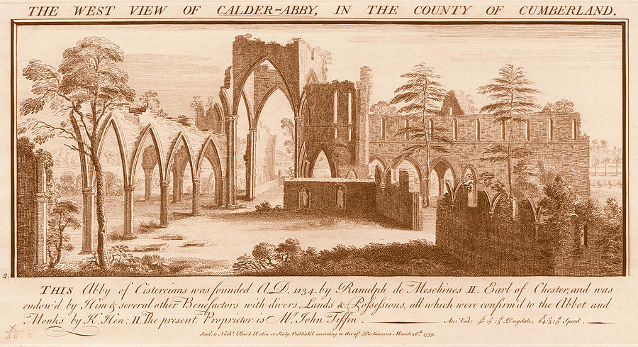 A view of Calder Abbey in 1700 Mixed Media by AM FineArtPrints