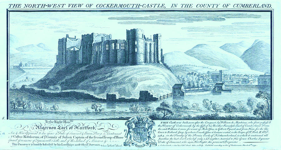A view of Cockermouth Castle in 1739 Mixed Media by AM FineArtPrints
