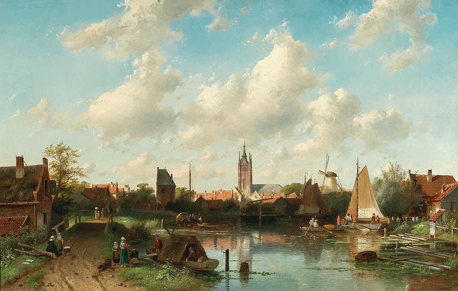 A View of Delft 1868 Painting by Charles Leickert