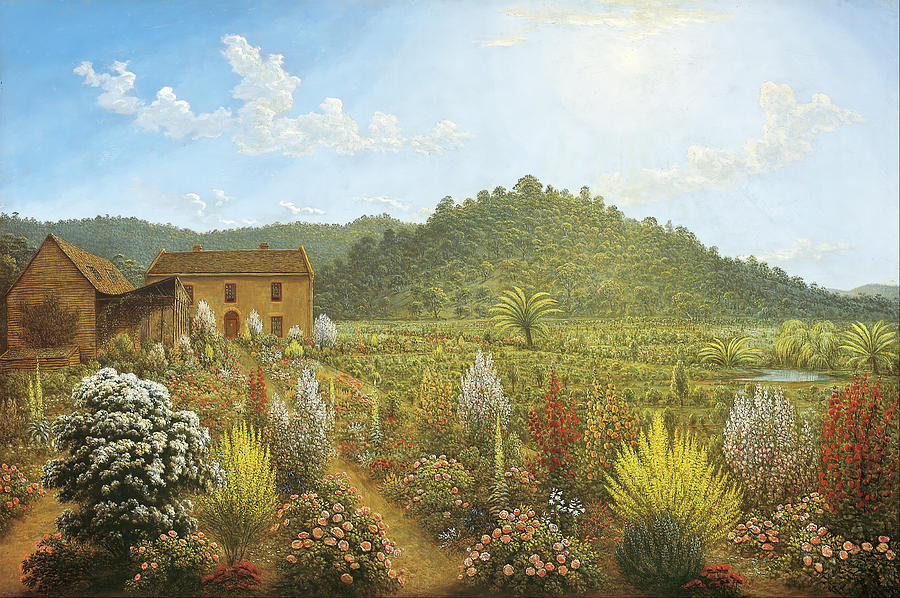 A View Of The Artists House And Garden, In Mills Plains, Van Diemens Land Painting