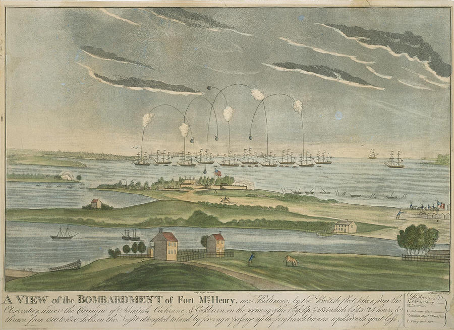 A View Of The Bombardment Of Fort McHenry Painting By John Bower Fine   A View Of The Bombardment Of Fort Mchenry John Bower 