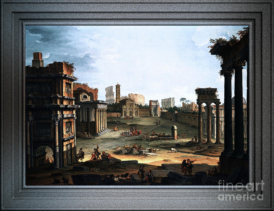 Antonio Joli Painting - A View of the Forum by Antonio Joli Remastered Xzendor7 Fine Art Old Masters Reproductions by Rolando Burbon