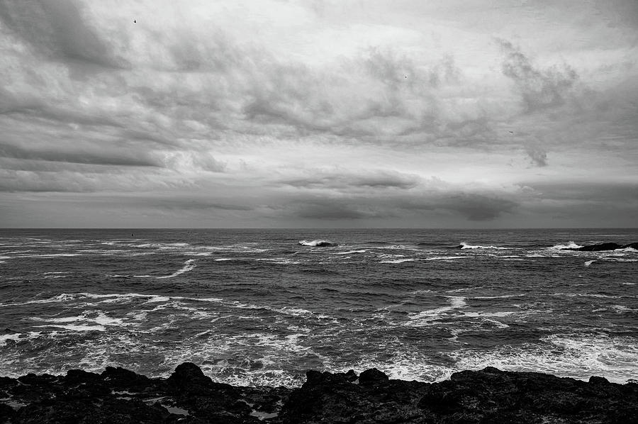 A View Of The Ocean In Black And White Photograph by Jeff Swan