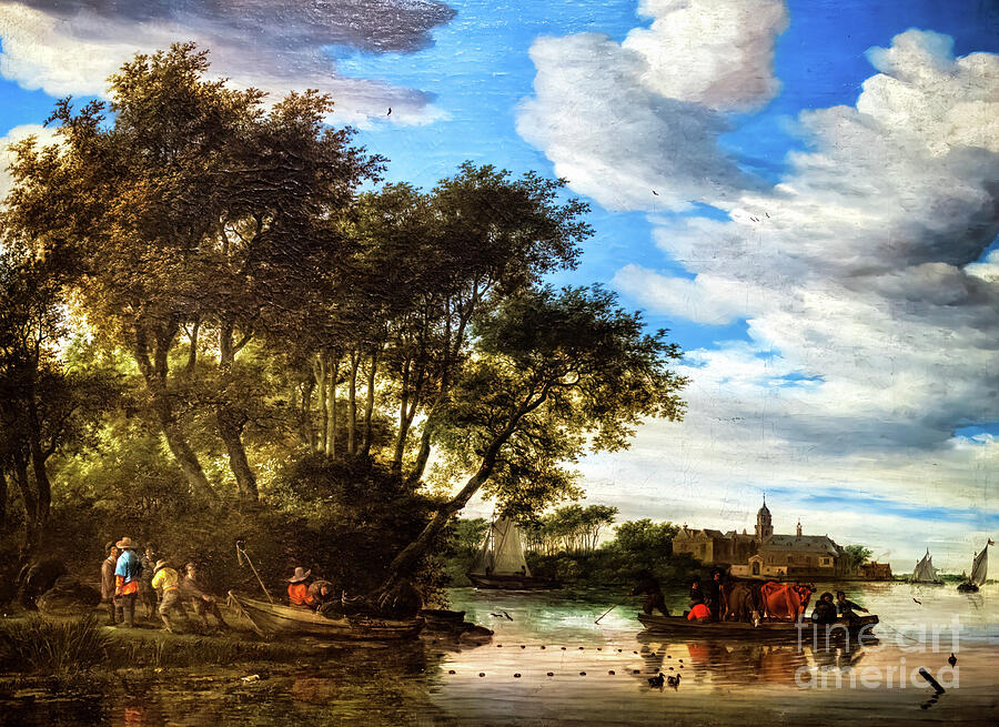 A View of the River Vecht by Salomon van Ruysdael 1670 Painting by Salomon van Ruysdael