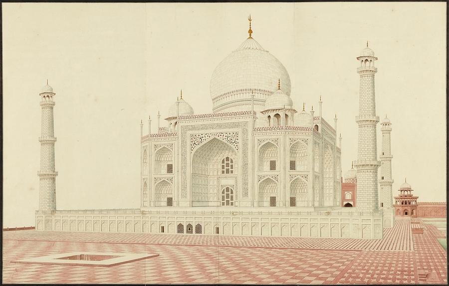 A view of the Taj Mahal from the southwest, by an Agra artist, North India, Company School, circa 18 Painting by Artistic Rifki