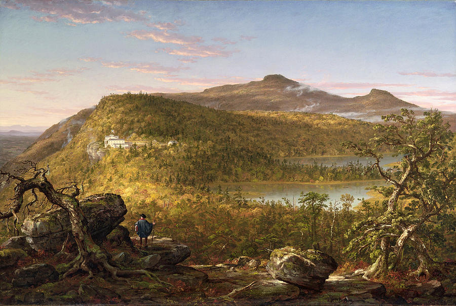 Thomas Cole Painting - A View of the Two Lakes and Mountain House Catskill Mountains Morning by Thomas Cole