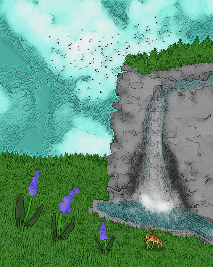 A View Of The Waterfall Digital Art