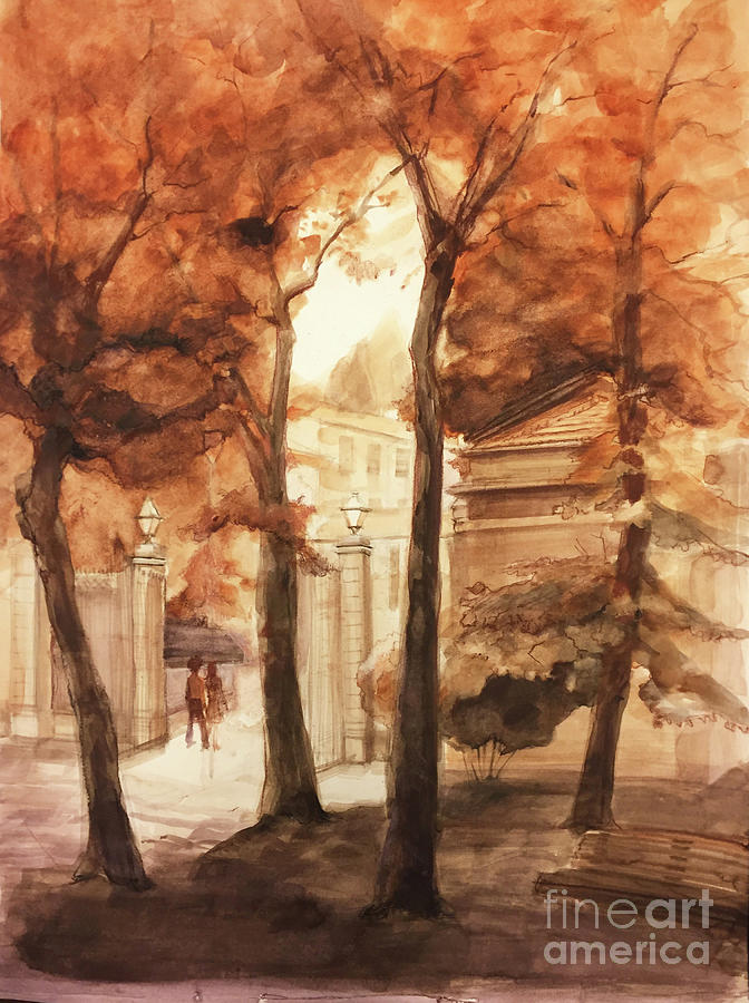 A view through a Porta in Firenze, Italy Painting by Greta Corens