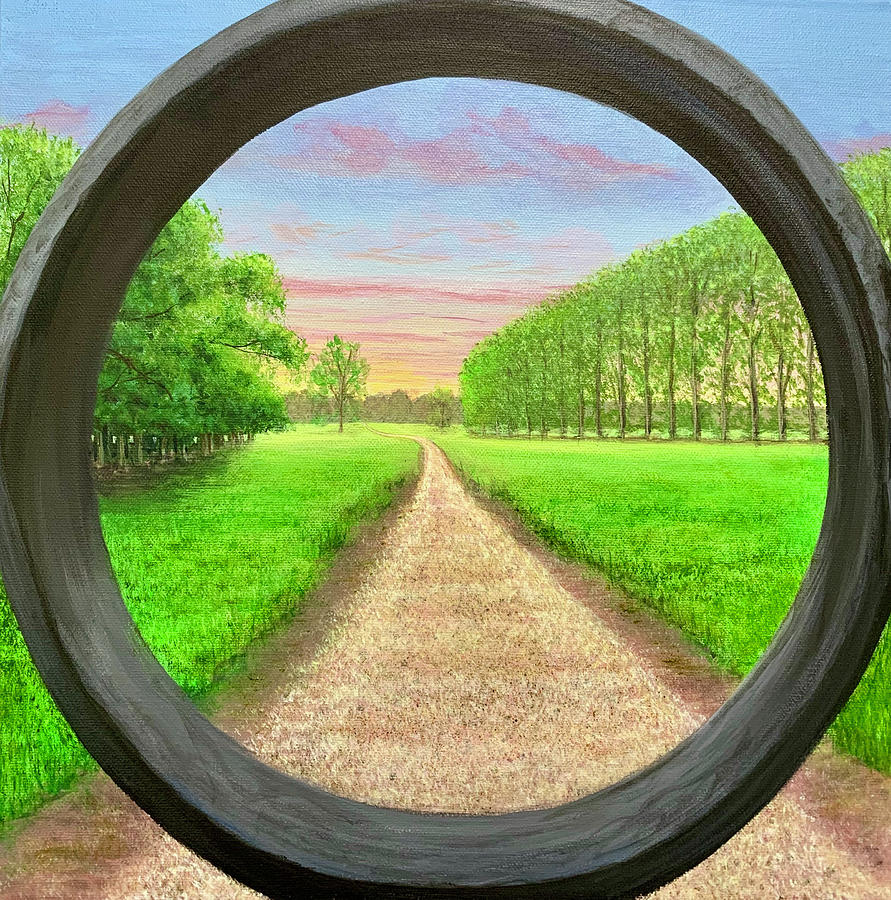 A view through the gate Painting by Caroline Swan
