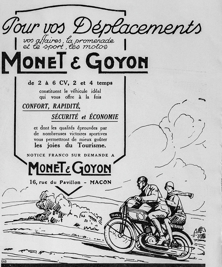 A vintage 1926 French language advertisement for Monet-Goyon ...