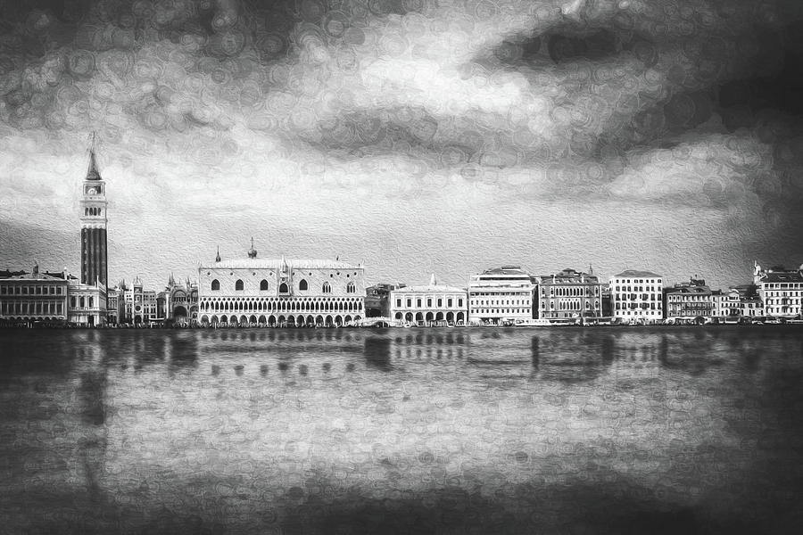A Vision Of Venice Italy Reflected Black And White Photograph