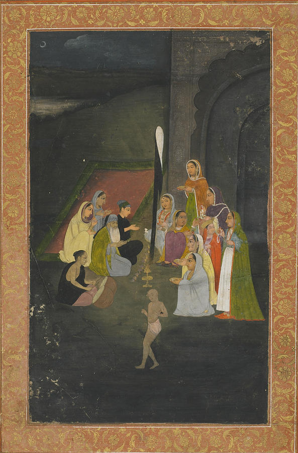 Night Painting - A visit at night to a mullah by Unknown