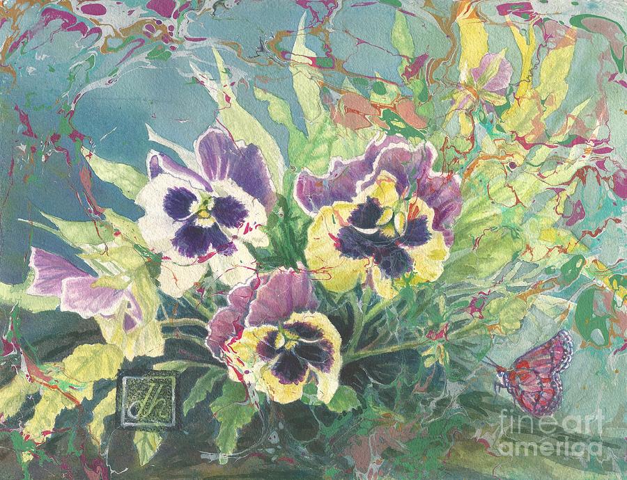 A Visit to the Pansy Patch Painting by Debbie Hornibrook