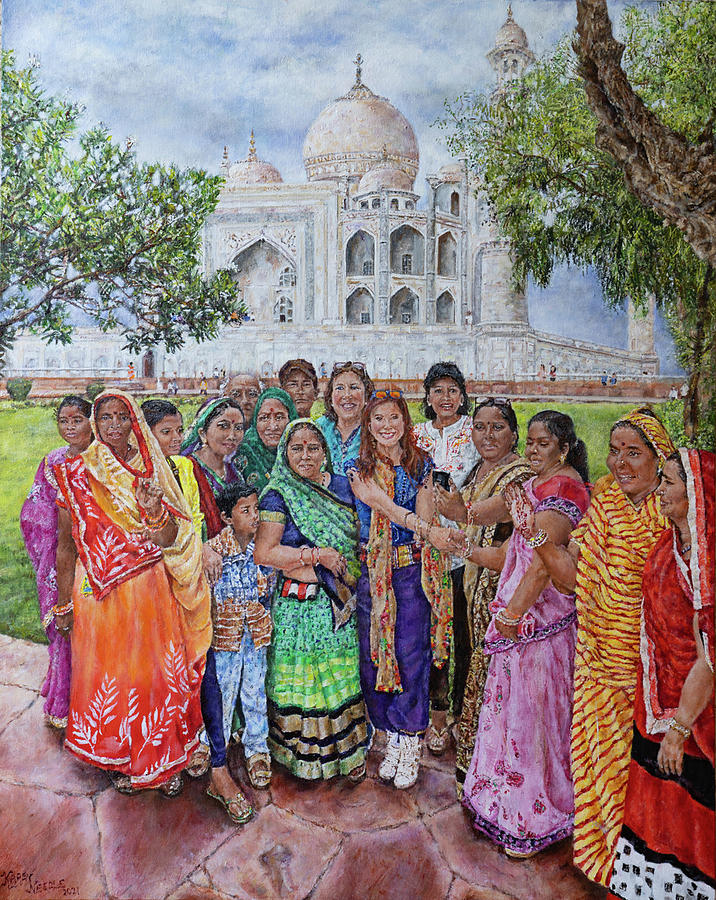 A Visit to the Taj Mahal Painting by Karen Needle