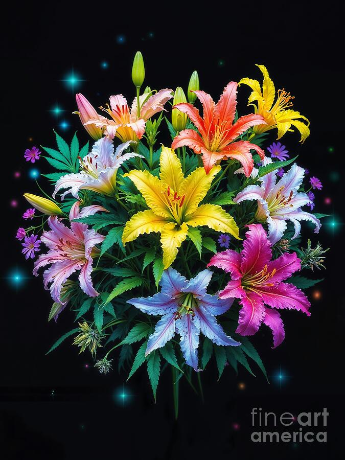 A Vivid Symphony of Stargazing Lilies Digital Art by Michael Moriarty A Vivid Symphony of Stargazing Lilies Digital Art by Michael Moriarty