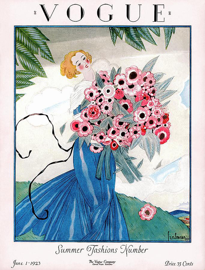 Vintage Digital Art - A Vogue Magazine Cover With Flower by Matthew Baker