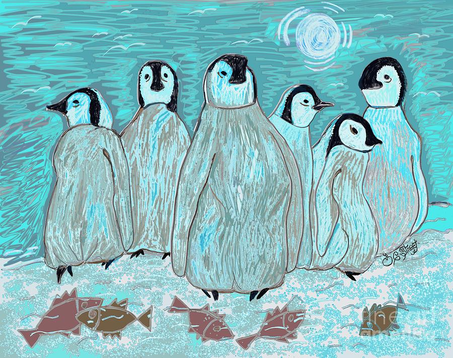 A Waddle Of Penguins Digital Art