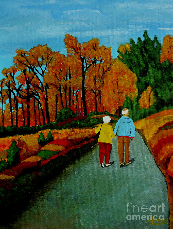 Fall Painting - A Walk amongst the Gold by Anthony Dunphy