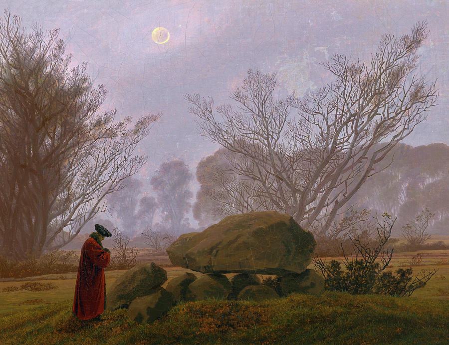 A Walk at Dusk, 1830-1835 Painting by Caspar David Friedrich | Fine Art ...