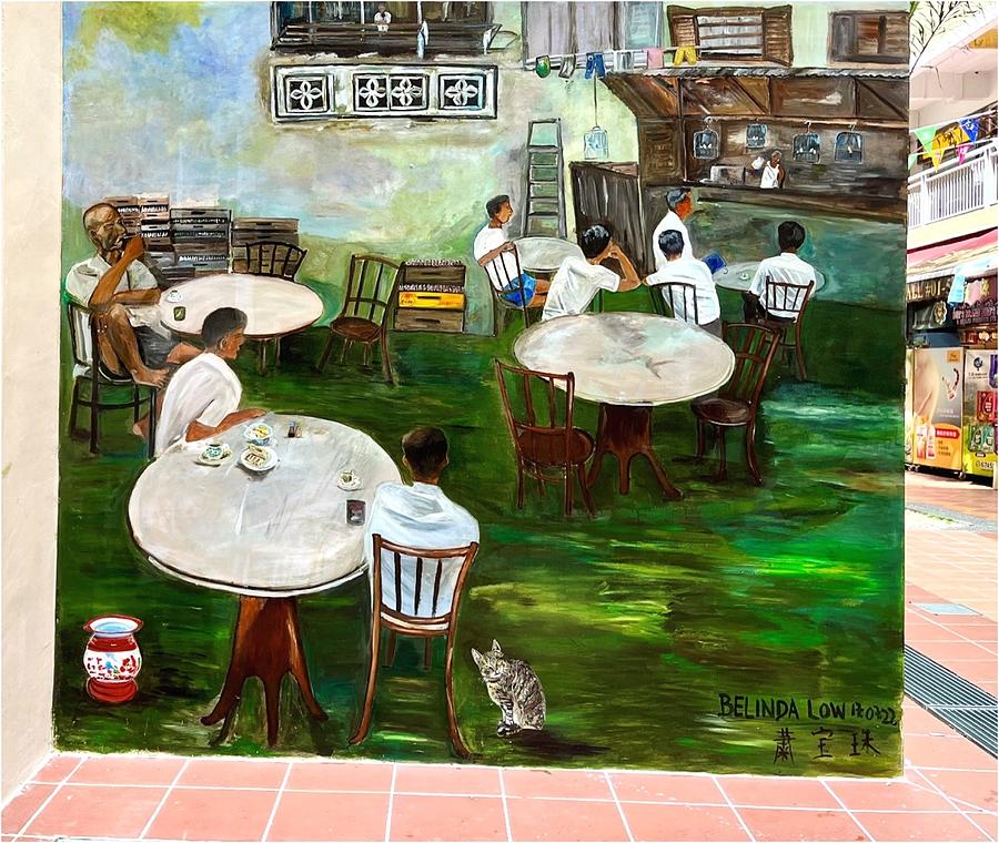 A Walk Back in Time - Oldstyle Coffeeshop  Painting by Belinda Low