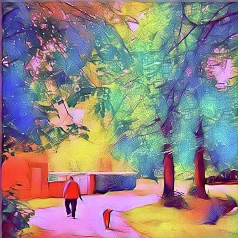 Landscape Mixed Media - A walk in La Foret de Fontainebleau by Rusty Gladdish