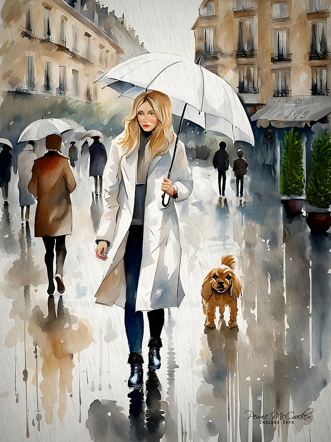 A Walk In The Rain Mixed Media by Pennie McCracken