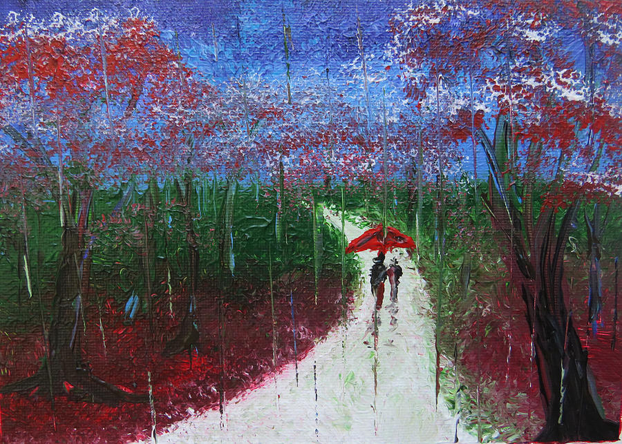 A Walk In The Rain Painting by Raymond Fernandez