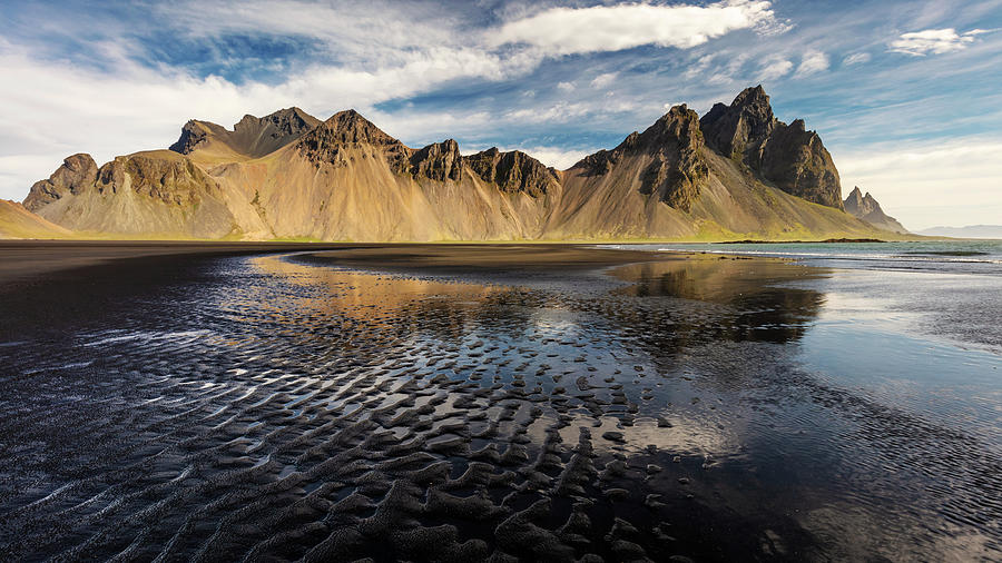 A walk on the Beach looking toward Vestrahorn Mountain Photograph by Pierre Leclerc Photography