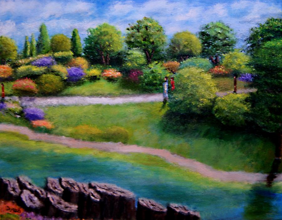  Walking Through The Park Painting by Gregory Dorosh