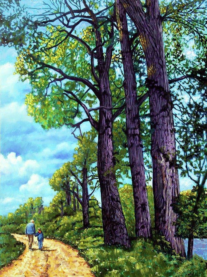 A Walk with Grandpa Painting by John Lautermilch