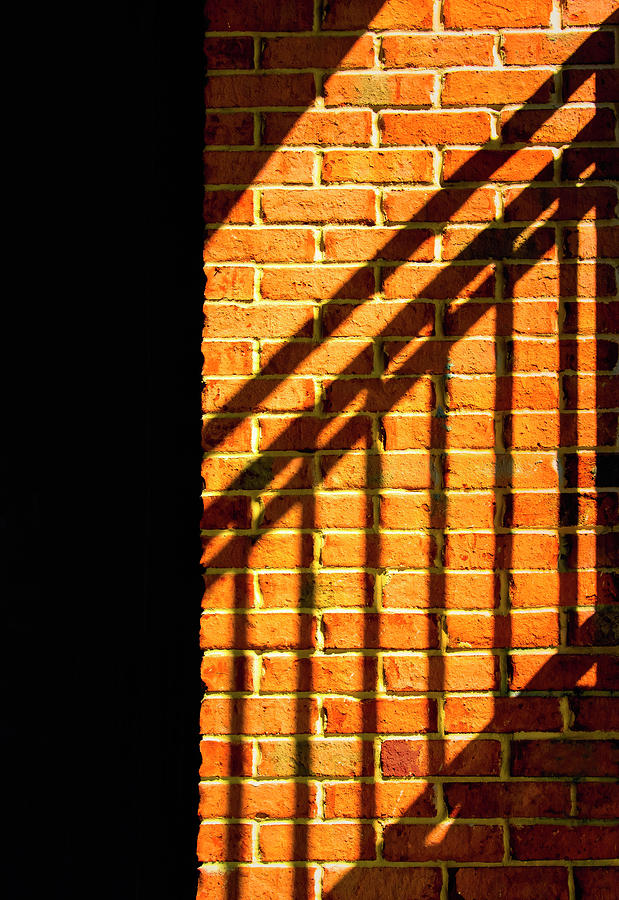 A Wall, Bricks, and a Fence Shadow Photograph by Mitch Spence - Fine ...