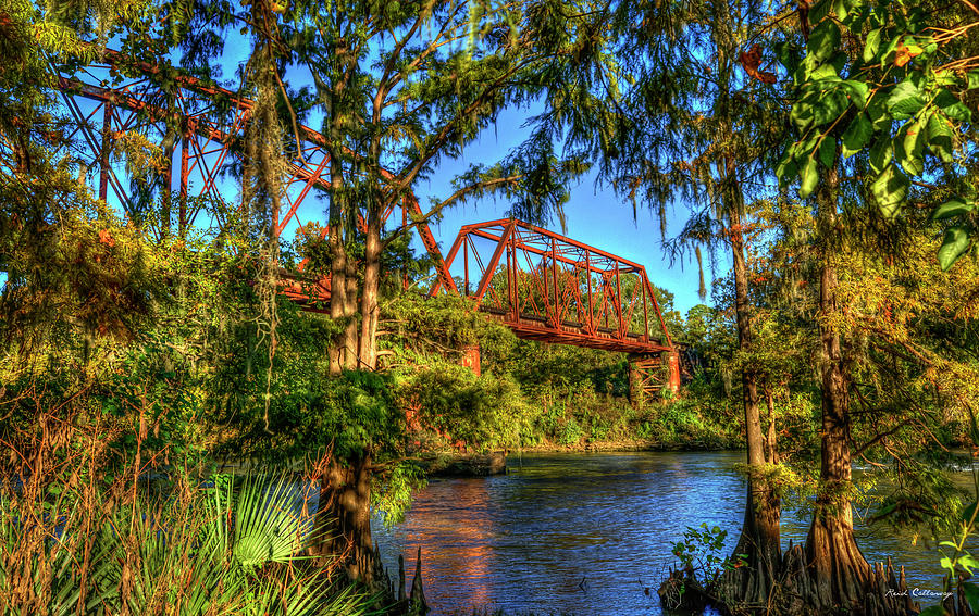 Albany GA A Wash With Sun 2 Norfolk Southern Trestle Bridge Architectural Art Photograph by Reid Callaway