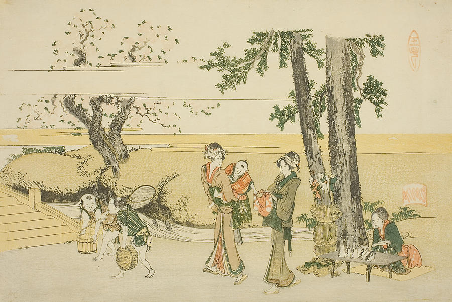 A Wayside Scene Relief by Katsushika Hokusai