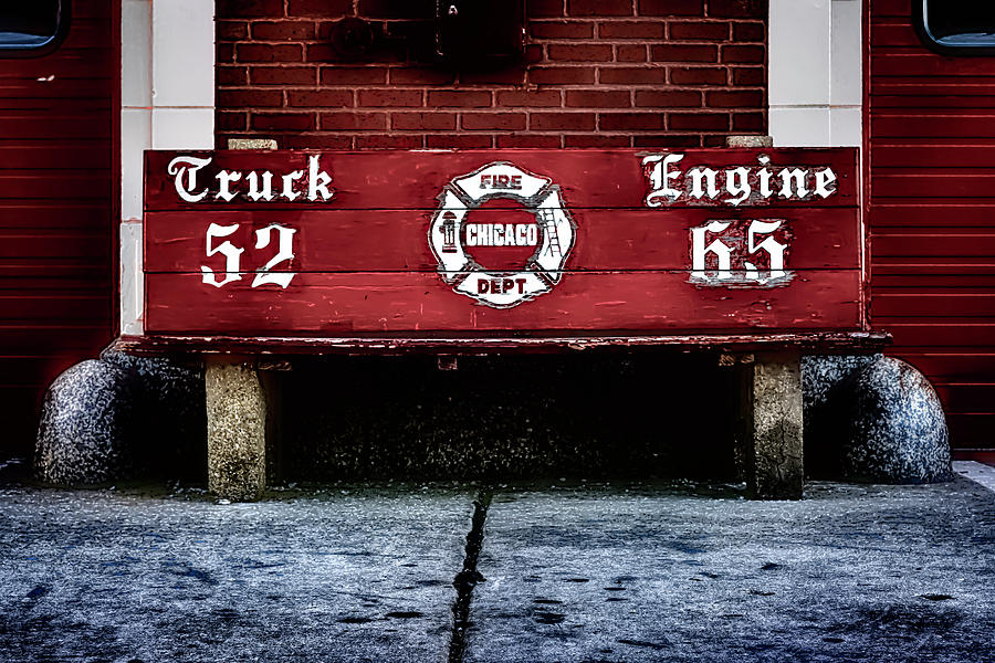 a weathered old bench that sits outside Chicago Firehouse Photograph by Sven Brogren