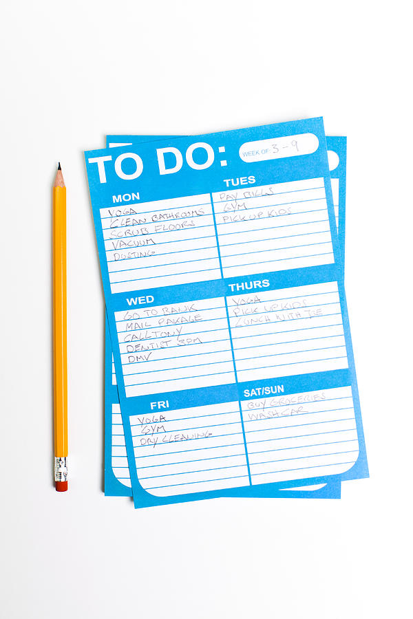 A weekly To Do list filled in with various chores and tasks Photograph by Epoxydude